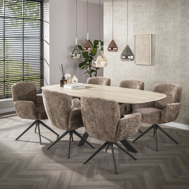 Hanglamp Wings 5L - Glas Amber Koper Chroom