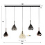 Hanglamp Amber Koper Chroom Glas 5-Lichts - Wings