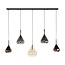 Hanglamp Amber Koper Chroom Glas 5-Lichts - Wings
