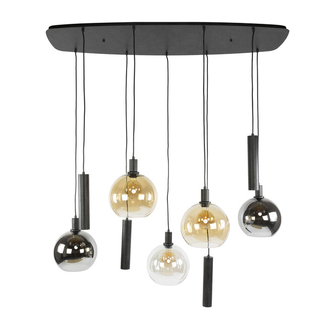 Hanglamp Glas Metaal Zwart Sfera Tricolore 9-lichts