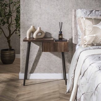 PS-Collection Nachtkastje Acaciahout Bruin Links 1 Lade - Carve