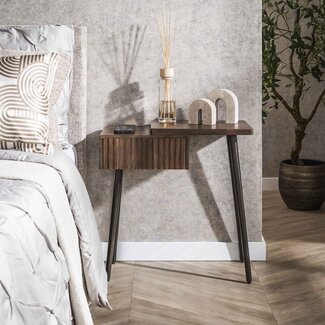 PS-Collection Nachtkastje Acaciahout Bruin Rechts 1 Lade - Carve