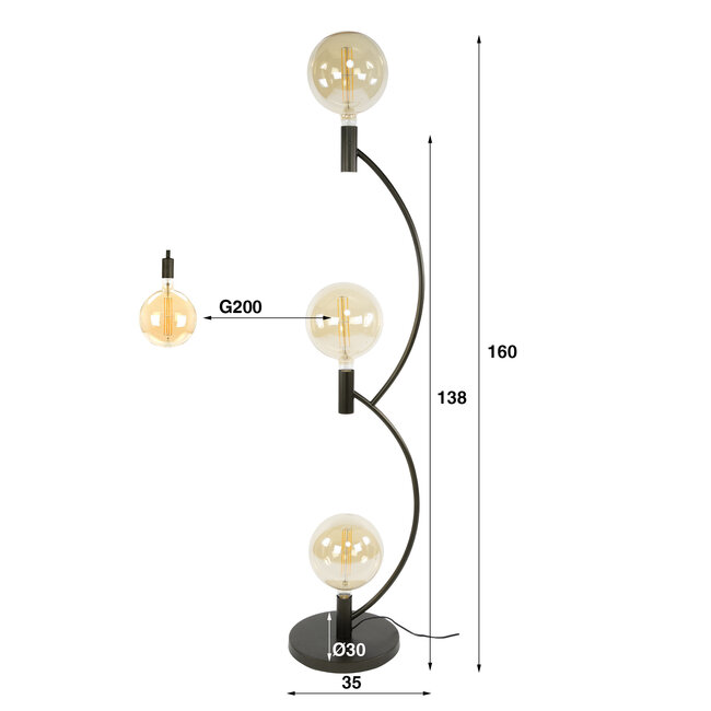 Vloerlamp Bronskleur Metaal 3 Lichtpunten - Arcus