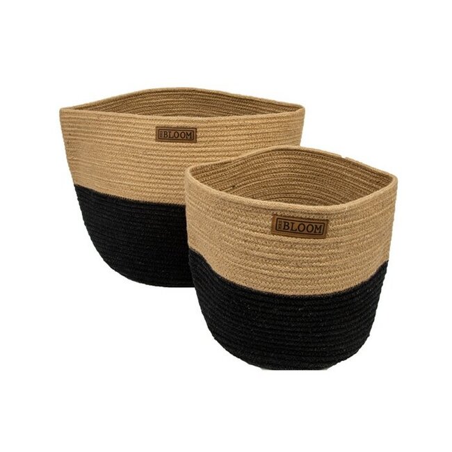 Rotan Mand Naturel/Zwart - Grote Opbergmand