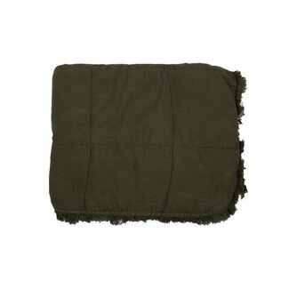 Plaid Donkerbosgroen - Katoen met Franje