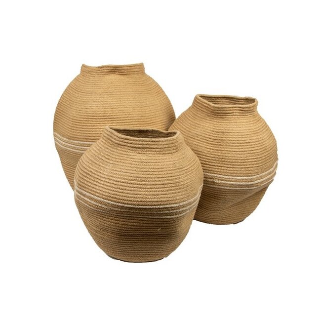 Rotan Mand L Naturel met Witte Streep - Opbergmand