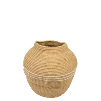 Rotan Mand M Naturel met Witte Streep - Opbergmand