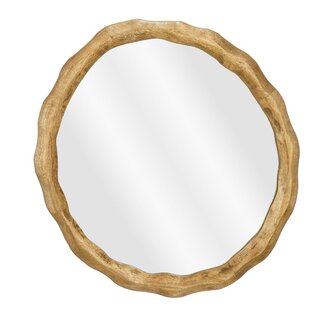 Wandspiegel Rond Mangohout Naturel Houtkleur