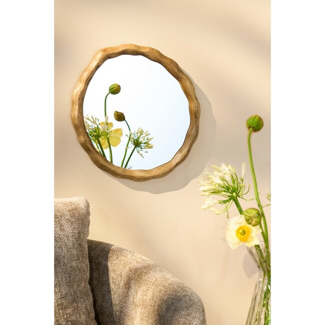 Wandspiegel Rond Mangohout Naturel Houtkleur