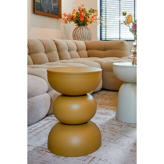Bijzettafel Rond Metaal Okergeel - Modern Design