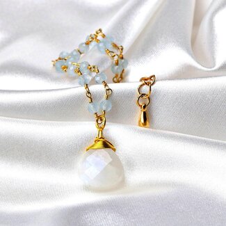 Armband Maansteen Aquamarijn Edelsteen Goud