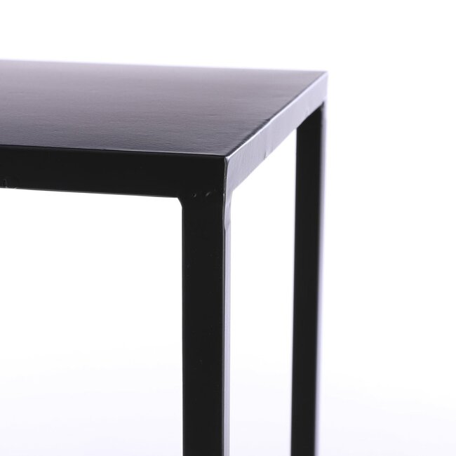 Bijzettafel Set van 2 Metaal Zwart Vierkant