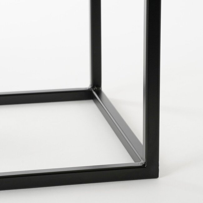 Bijzettafel Set van 2 Metaal Zwart Vierkant