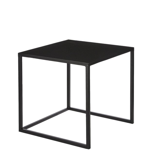 Bijzettafel Set van 2 Metaal Zwart Vierkant