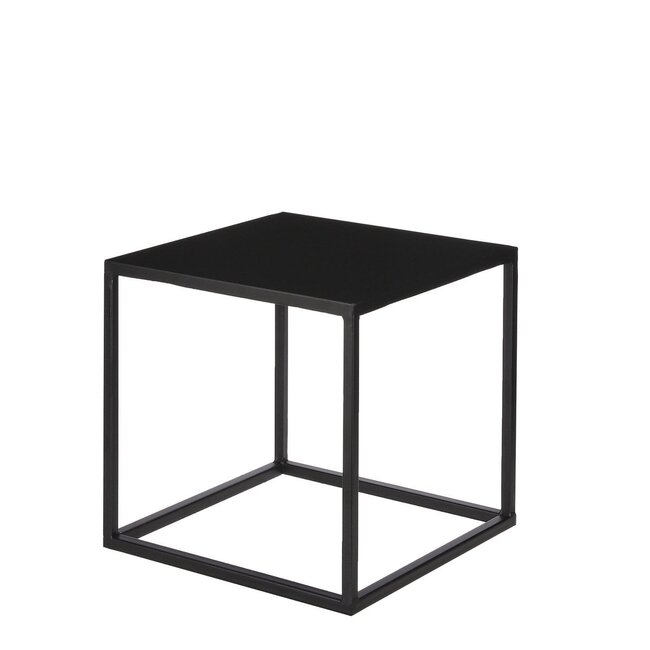 Bijzettafel Set van 2 Metaal Zwart Vierkant