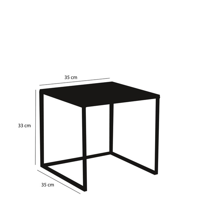 Bijzettafel Set van 2 Metaal Zwart Vierkant