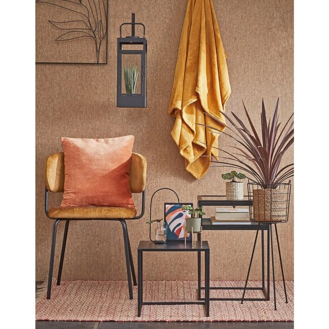 Set van 2 Vierkante Bijzettafels - Metaal - Zwart