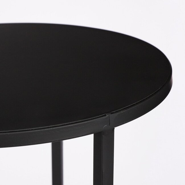 Bijzettafel Set van 3 Rond Metaal Zwart