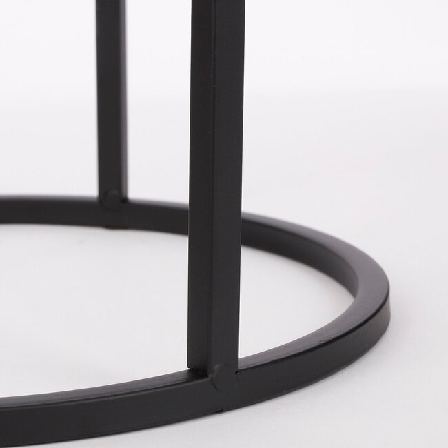 Bijzettafel Set van 3 Rond Metaal Zwart