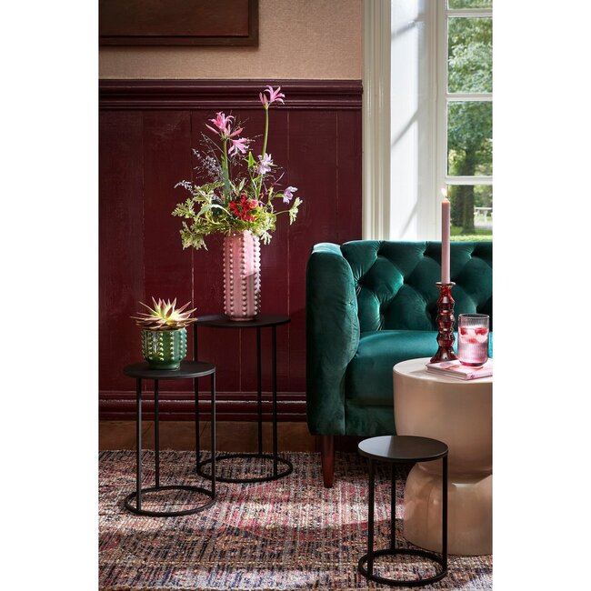Set van 3 Ronde Bijzettafels - Metaal - Zwart