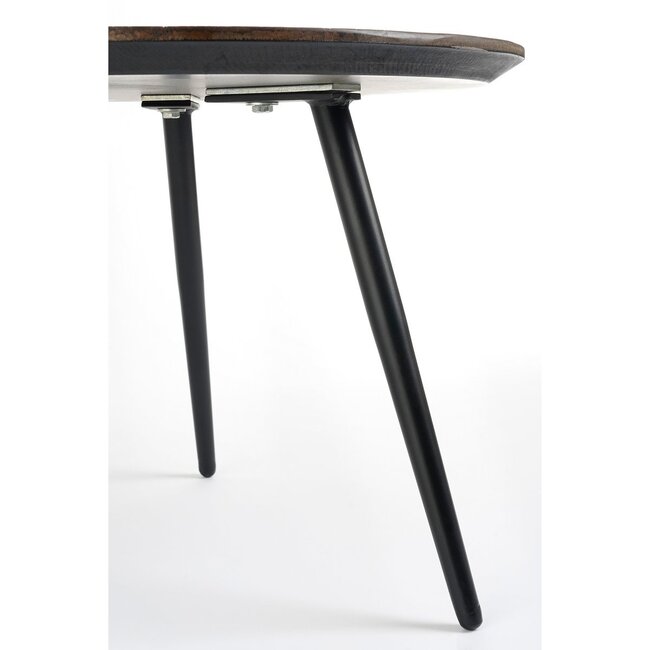 Bijzettafel Set van 2 Rond Hout Metaal Bruin