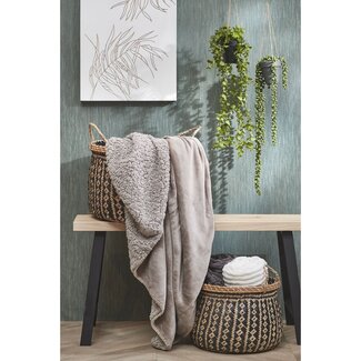Houten Bank Beige Zwart Metaal - Halbank