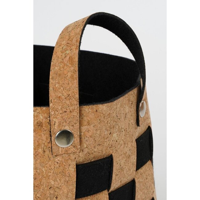 Opbergmand Set van 3 - Kurk & Vilt - Zwart/Bruin