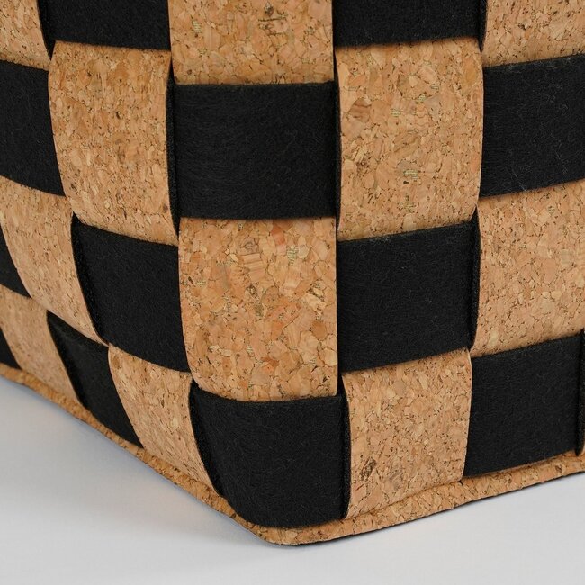 Opbergmand Set van 3 - Kurk & Vilt - Zwart/Bruin