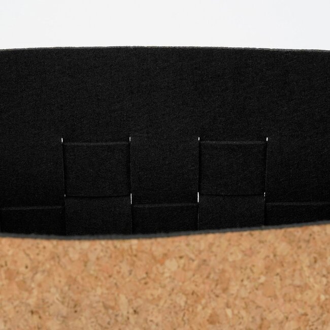 Opbergmand Set van 3 - Kurk & Vilt - Zwart/Bruin