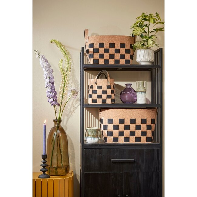 Opbergmand Set van 3 - Kurk & Vilt - Zwart/Bruin