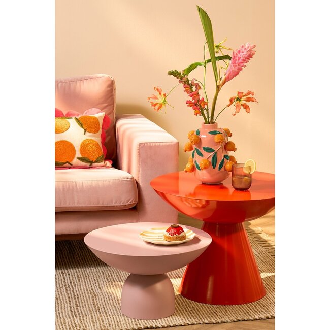 Bijzettafel Metaal Oranje - Ronde Design Tafel