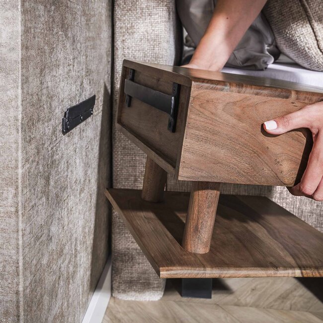 Zwevend Nachtkastje Carve Shelve - Acaciahout Bruin
