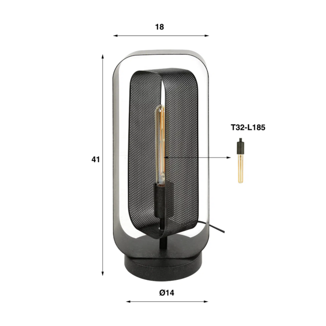 Tafellamp Zwart Metaal Mesh Rotate 1-licht