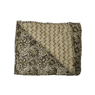 Plaid Katoen Bosgroen Beige - Dubbelzijdige Woondeken