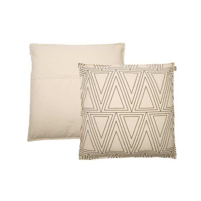 Sierkussen Katoen Wit Taupe - Geometrisch Design