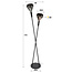 Vloerlamp Koper Chroom Glas 2 Lichtpunten - Wings