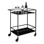 Bar Trolley Zwart - 2 Planken met Wieltjes
