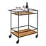 Bar Trolley Zwart Frame - 2 Planken Eiken Look