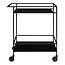 Bar Trolley Zwart - 2 Planken met Wieltjes