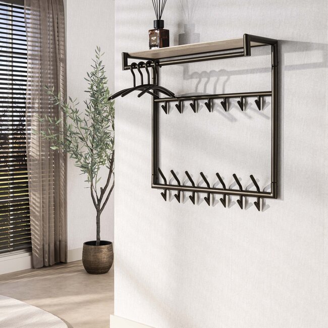 Kapstok Terra Hoog - Bronskleur & Travertine-look