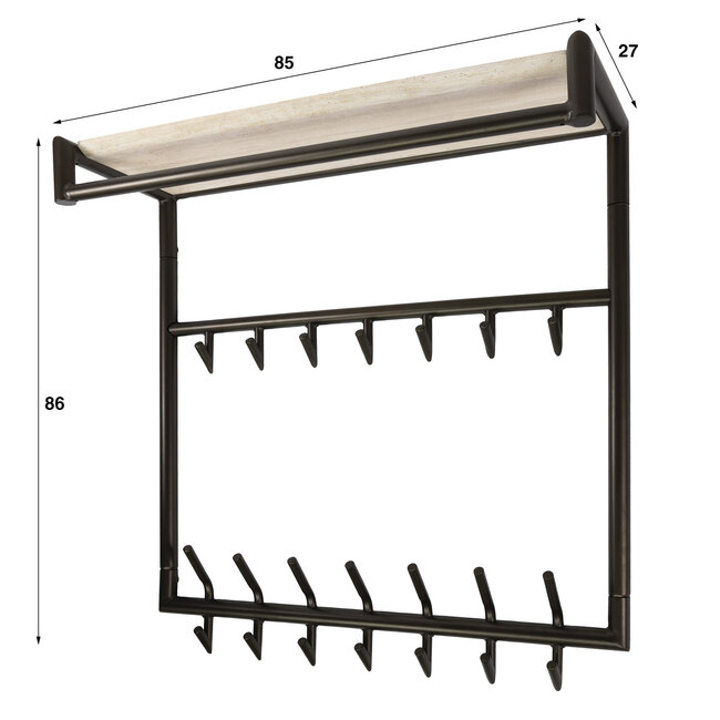 Kapstok Terra Hoog - Bronskleur & Travertine-look