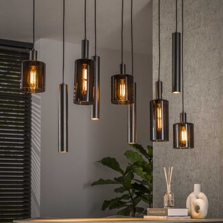 PS-Collection Hanglamp Sienna Bruin Glas 9-lichts - Sepiora