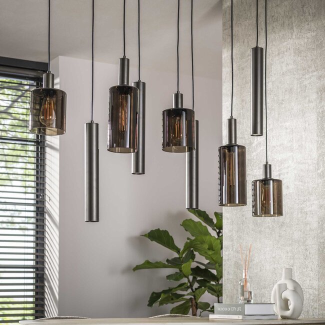 Hanglamp Sienna Bruin Glas 9 Lichtpunten - Sepiora