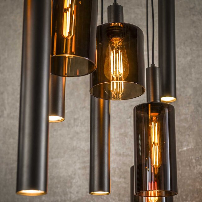 Hanglamp 9-Lichts Sepiora - Bronskleurig Metaal & Glas