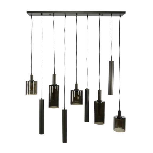 PS-Collection Hanglamp 9-Lichts Sepiora - Bronskleurig Metaal & Glas