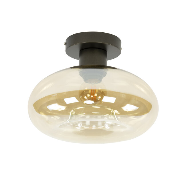 Plafondlamp Amber Glas Brons Metaal 1 Lichtpunt - Soll