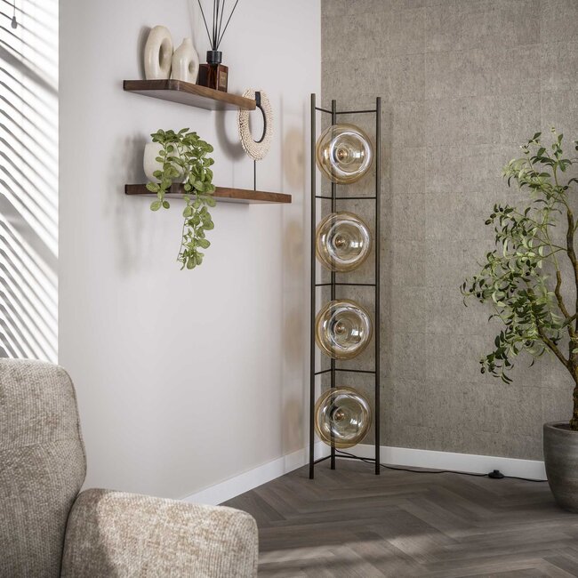 PS-Collection Vloerlamp Soll - Amber Glas & Metaal Brons