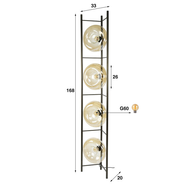 Vloerlamp Amber Glas Brons Metaal 4-Lichts - Soll
