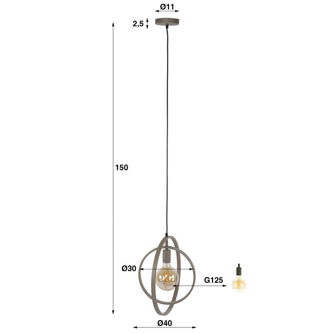 PS-Collection Hanglamp Turn Around 1-lichts - Beige/Metaal
