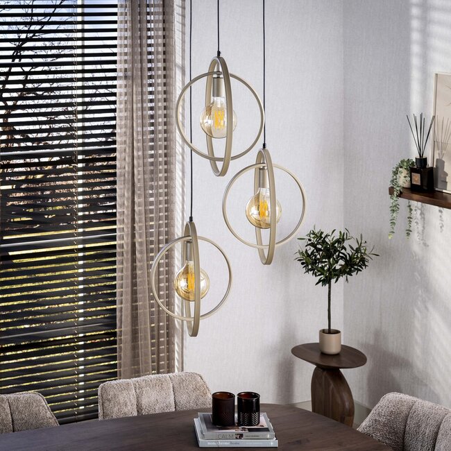 Hanglamp Turn Around Getrapt 3-lichts - Beige/Metaal